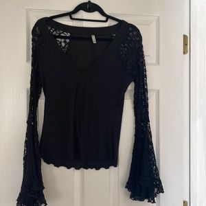 Black free people shirt with bell sleeves